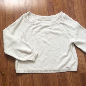 Hollister Cream Long Sleeve Crop Sweater Sz M